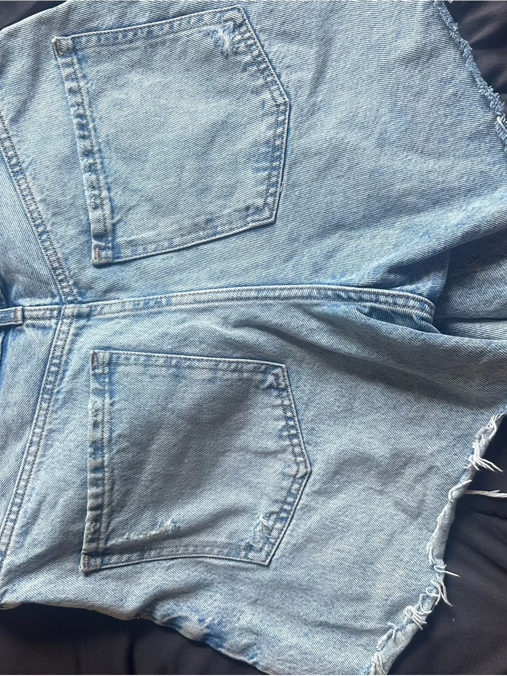 Express Light Blue Distressed Jean Shorts